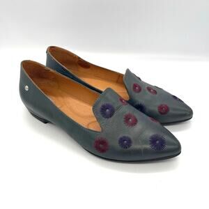 Pikolinos Women's leather Dark Green Flats with Floral Design Size US 7.5 Spain